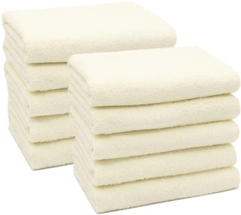 ZOLLNER 10er Set Handtücher 50x100 cm Baumwolle 400 g/qm creme