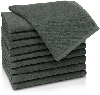 ZOLLNER 10er Set G&auml;stehandt&uuml;cher 30x50 cm Baumwolle 400 g/qm grau