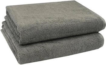 ZOLLNER 2er Set Badet&uuml;cher 100x150 cm Baumwolle 420 g/qm taupe