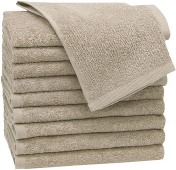 ZOLLNER 10er Set Gästehandtücher 30x50 cm Baumwolle 420 g/qm braun