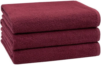 ZOLLNER 3er Set Duschtücher 70x140 cm Baumwolle 400 g/qm bordeaux