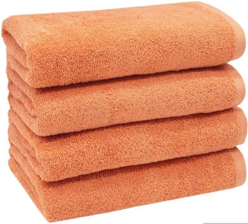 ZOLLNER 4er Set Handt&uuml;cher 50x100 cm Baumwolle 420 g/qm terracotta