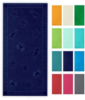 ZOLLNER Strandtuch XXL 100x200 cm 100% Baumwolle navy
