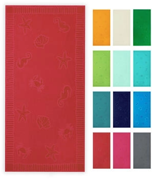 ZOLLNER Strandtuch XXL 100x200 cm 100% Baumwolle rot