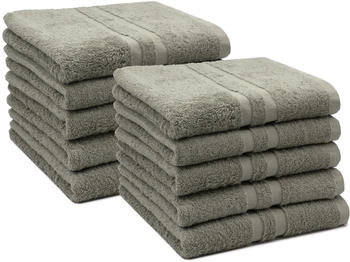 ZOLLNER 10er Set Handtücher 50x100 cm Baumwolle 450 g/qm taupe