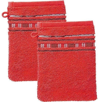 Erwin Müller Walk-Frottier Waschhandschuh Achern im 2er-Pack rot/grau 16x21 cm