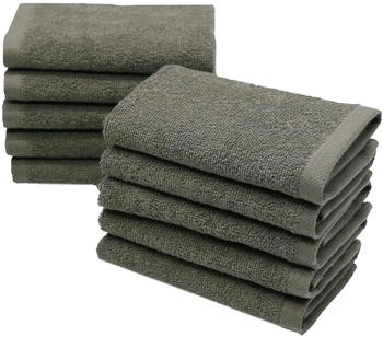 ZOLLNER 10er Set Seift&uuml;cher 30x30 cm Baumwolle 420 g/qm taupe