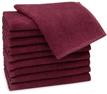 ZOLLNER 10er Set G&auml;stehandt&uuml;cher 30x50 cm Baumwolle 400 g/qm bordeaux