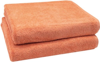 ZOLLNER 2er Set Badet&uuml;cher 100x150 cm Baumwolle 420 g/qm terracotta