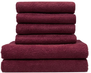 ZOLLNER 6-tlg. Handtuch Set 2 Duscht&uuml;cher 4 Handt&uuml;cher bordeaux