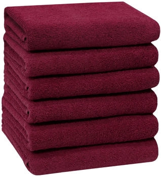 ZOLLNER 6er Set Handt&uuml;cher 50x100 cm Baumwolle 400 g/qm bordeaux
