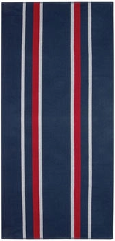 ZOLLNER Strandtuch XXL 100x200 cm 100% Baumwolle blau-weiß-rot-gestreift
