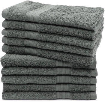 ZOLLNER 10er Set G&auml;stehandt&uuml;cher 30x50 cm Baumwolle 500 g/qm grau