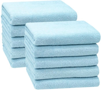 ZOLLNER 10er Set Handt&uuml;cher 50x100 cm Baumwolle 400 g/qm hellblau