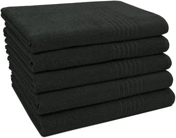 ZOLLNER 5er Set Duschtuch 70x140 cm Baumwolle 380 g/qm schwarz