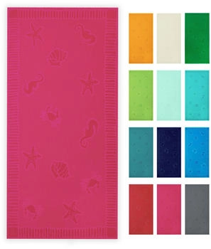ZOLLNER Strandtuch XXL 100x200 cm 100% Baumwolle pink