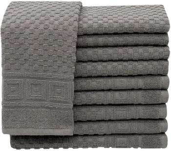 ZOLLNER 10er Set G&auml;stehandt&uuml;cher Baumwolle 30x50 cm 440 g/qm grau