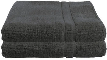 Julie Julsen 2 er Set Premium Handtücher Doppel Rahmen 900gm2 50 x 80 cm Anthrazit