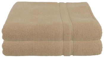 Julie Julsen 2 er Set Premium Handtücher Doppel Rahmen 900gm2 50 x 80 cm Sand