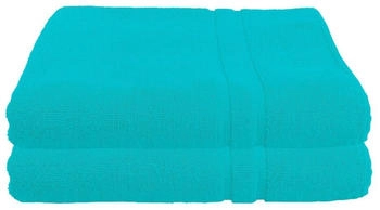 Julie Julsen 2 er Set Premium Handtücher Doppel Rahmen 900gm2 50 x 80 cm Türkis