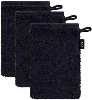 Joop! Waschhandschuh 16x22 Doubleface, Frottier, Baumwolle (3-St) Schwarz