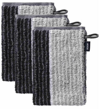Joop! Waschhandschuh 16x22 Doubleface, Frottier, Baumwolle (3-St) Schwarz Signature Lines
