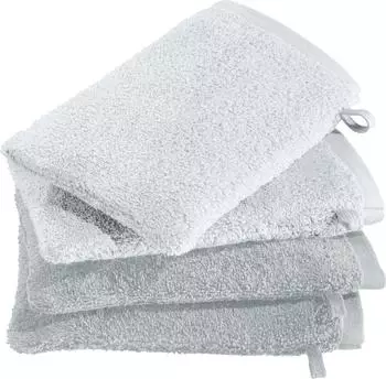 Erwin Müller Walk-Frottier Waschhandschuhe Bühl im 4er-Pack 15x21 cm weiß/silber