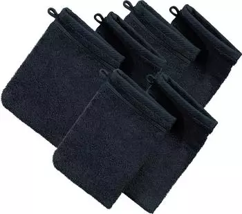 Erwin Müller Walk-Frottier Waschhandschuh Heidelberg im 6er-Pack 15x21 cm schwarz