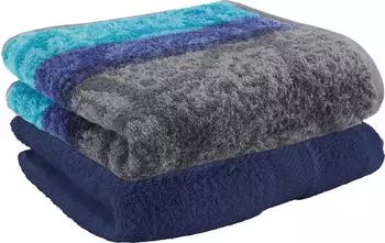 Erwin Müller Walk-Frottier Duschtuch-Set Paisley 2er-Pack. 70x140 cm türkis/marine/grau