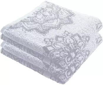 Erwin Müller Walk-Frottier Duschtuch Mandala im 2er-Pack 70x140 cm weiß/silber