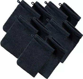 Erwin Müller Walk-Frottier Waschhandschuh Heidelberg im 10er-Pack 15x21 cm schwarz