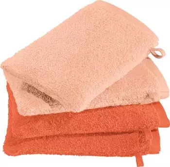 Erwin Müller Walk-Frottier Waschhandschuhe Bühl im 4er-Pack 15x21 cm apricot/orange