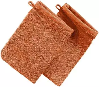 Erwin Müller Walk-Frottier Waschhandschuh Heidelberg im 2er-Pack 15x21 cm terra
