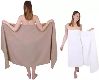 Betz Badetuch groß XXL BERLIN 100x 200 cm (2-tlg.) Cappuccino-weiß