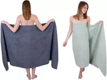 Betz Badetuch groß XXL BERLIN 100x200 cm (2-tlg.) dunkelgrau/jade