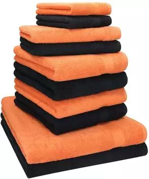 Betz Handtuch Set CLASSIC (10-tlg.) orange und schwarz