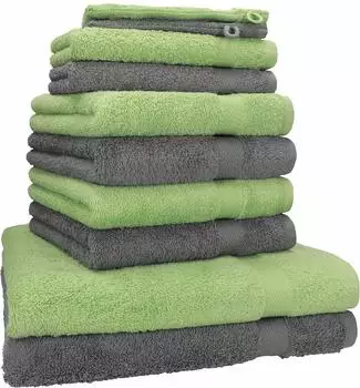 Betz Handtuch Set PREMIUM (10-tlg.) Anthrazit & Apfelgrün