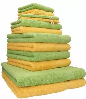 Betz Handtuch Set PREMIUM (12-tlg.) honiggelb/avocadogrün