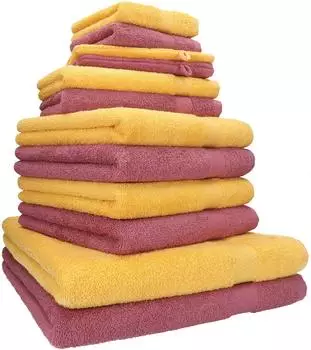 Betz Handtuch Set PREMIUM (12-tlg.) honiggelb/Beere