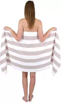 Betz Saunatuch XXL BERLIN mit Streifen 70x180 cm (1-tlg.) cappucino - weiß
