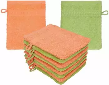 Betz Waschhandschuh PREMIUM 16x21 cm (10-tlg.) blutorange-avocadogrün