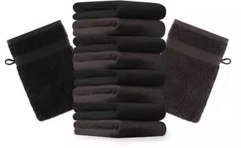 Betz Waschhandschuh PREMIUM 16x21 cm (10-tlg.) dunkelbraun und schwarz