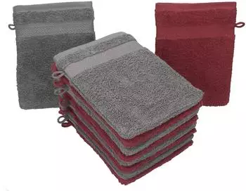 Betz Waschhandschuh PREMIUM 16x21 cm (10-tlg.) dunkelrot und anthrazit