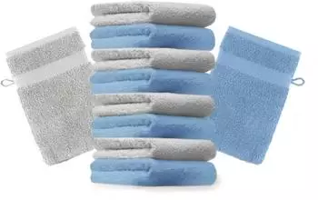 Betz Waschhandschuh PREMIUM 16x21 cm (10-tlg.) hellblau und Silbergrau