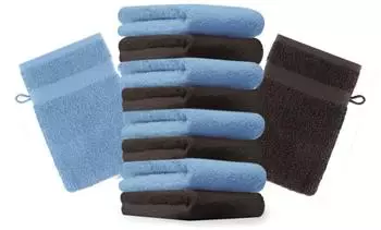 Betz Waschhandschuh PREMIUM 16x21 cm (10-tlg.) hellblau/ dunkelbraun