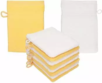 Betz Waschhandschuh PREMIUM 16x21 cm (10-tlg.) honiggelb - weiß