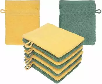 Betz Waschhandschuh PREMIUM 16x21 cm (10-tlg.) honiggelb/tannengrün