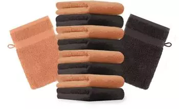 Betz Waschhandschuh PREMIUM 16x21 cm (10-tlg.) orange/ Dunkelbraun