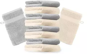 Betz Waschhandschuh PREMIUM 16x21 cm (10-tlg.) Silbergrau und beige
