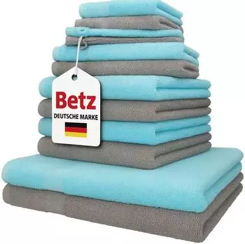 Betz Handtuch Set PALERMO (12-tlg.) stone und türkis